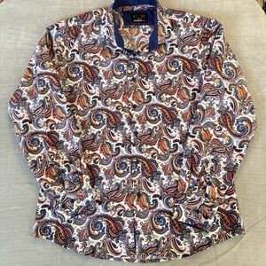 Azaro Uomo Paisley Button Up Shirt Mens XL Italian Collection Designer
